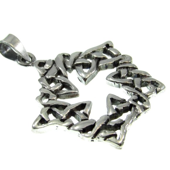 Solid 925 Sterling Silver 5 Pointed Celtic Star Pendant, Celtic Knot Pentagram - Picture 3 of 5